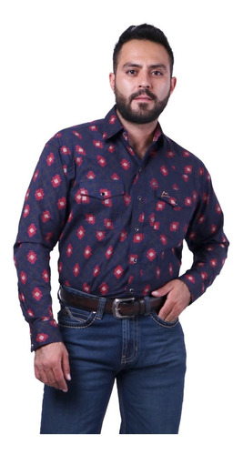 Camisa Vaquera Icy Denver Estampado Paisley Navy Rojo Chh141