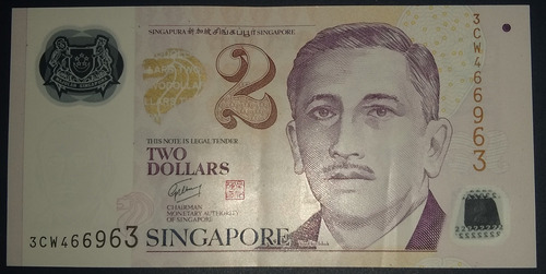 2 Dollars 2009 Billete De Singapur Yusof Bin Ishak Educación