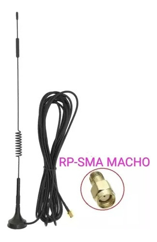 Antena Externa 2.4/5.8 Ghz Wi-fi 12 Dbi Rp-sma Macho 3 Mts