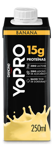 Bebida Láctea Yopro Banana 15g Proteínas caixa 250ml Danone