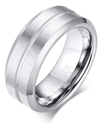 Anillo Plateado Rock De Tungsteno Para Hombres 8mm | Bruma®