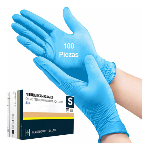 Saldo Guantes De Vinil Nitrilo Libre De Látex 200 Piezas Color Azul Talla Chico