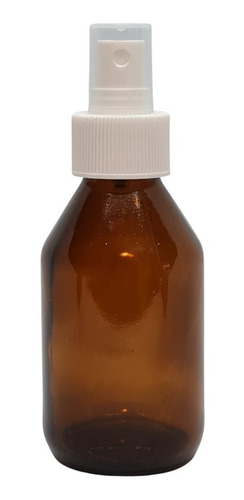 10 Botellas Jarabe Vidrio Ambar 125ml Spray Blanco