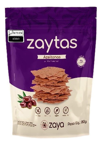 Kit 3x: Biscoito Zaytas Azeitona Preta Sem Glúten Zaya 80g