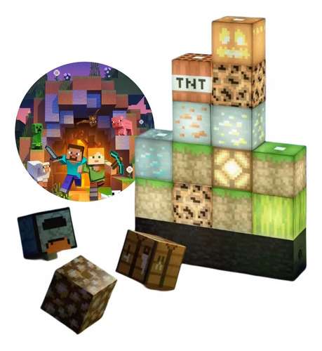 Lampara Minecraft Block Building Led Paladone Gamer