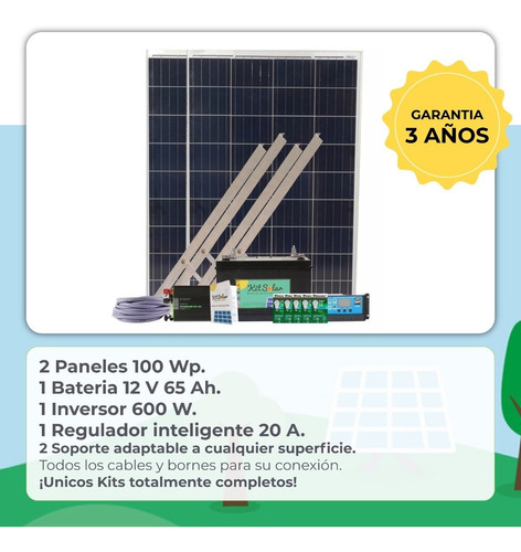 Kit Solar Con 2 Paneles De 100w Bateria 65a Usb Y 220 K13