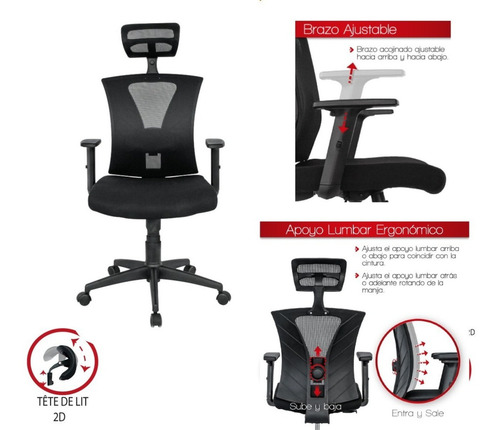 Silla De Oficina Jamundí Base Nylon Color Negro