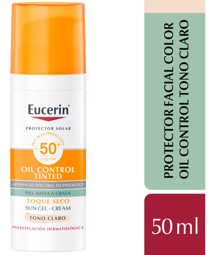 Eucerin Sun Gel Crema Toque Seco Tono Claro Spf50+ De 50ml