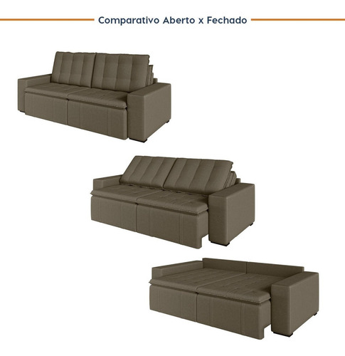 Sofá Cama Retrátil E Reclinável 4 Lugares 280cm Em Wt