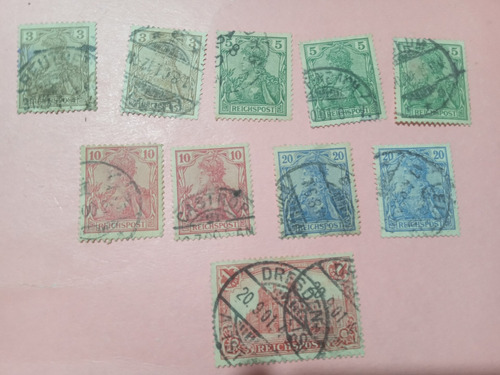 Alemania 10 Estampilla Usadas 1900 Germania Yvert52/3/4/5/61