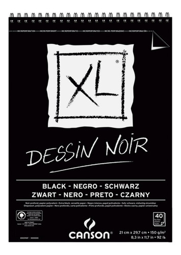 Block C/40 Hjs Papel Negro Dessin Noir Xl Canson