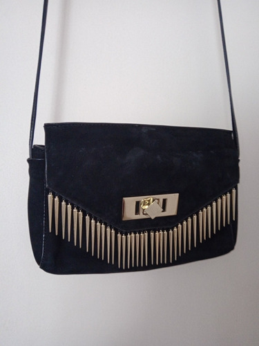 Cartera Negra Apliques Dorados Zara/18x25cm