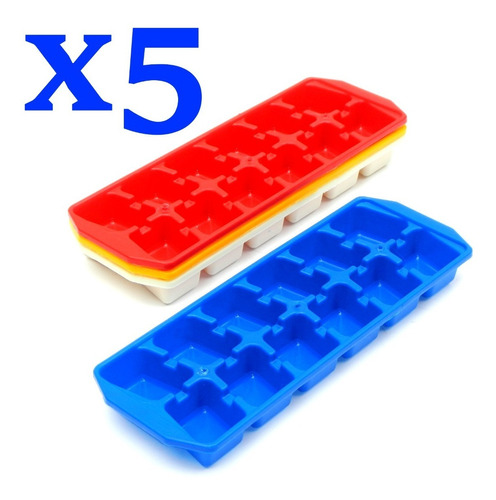 Cubetera Plástica De 12 Cubitos Pack X5 Flexible Y Apilable