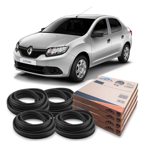 Kit 4 Borrachas Porta Guarnição Renault Logan 2015 2016 2017