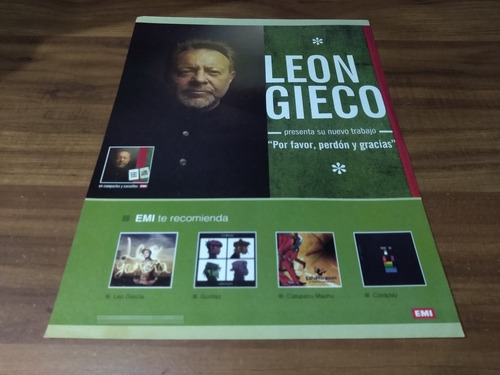 (pc548) Publicidad Leon Gieco * Por Favor, Perdon Y Gracias