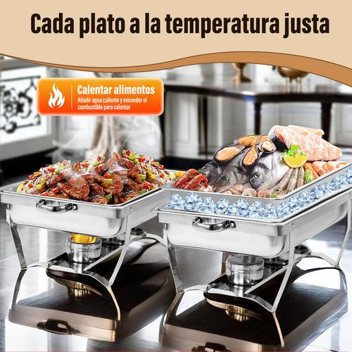 Chafer Bufetera Plegable De Acero Inoxidable 3 Divisiones