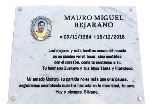 Imagen 10 de 10 de Placa De Mármol Grabada 30x20cm. Con Foto Y Marco Incluido.