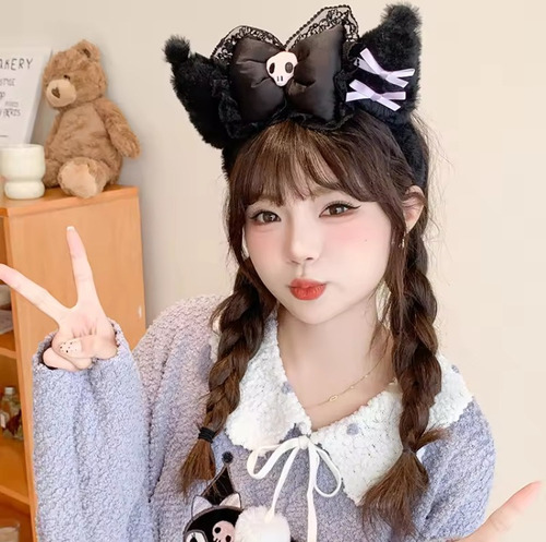 Diadema Kawai Peluche Negro Kuromi