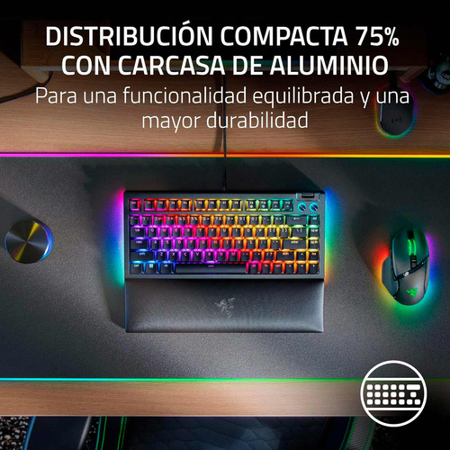 Teclado Razer Blackwidow V4 75% Us Switch Orange Chromablack