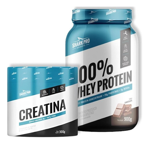 Creatina Powder 100% Pura + Whey Protein Concentrado Shark