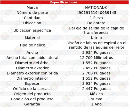 Retén Caja Transferencia Del National P/jeep Tj 97 A 06