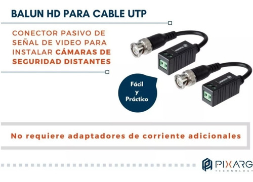 Imagen 3 de 9 de Pack X4 Par Balun Hd Ahd Cvi Tvi + 4 Par Plug Macho + Hembra