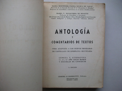 Antología Y Comentarios De Textos - Lacau / Rosetti