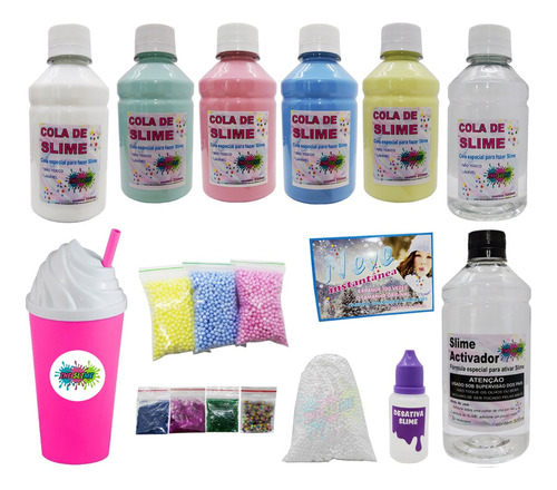 Kit Para Slime Colas Azul Rosa Amarela Verde Clear E Branca