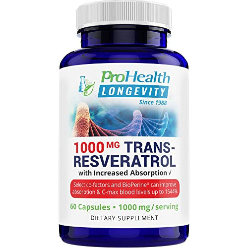 Trans Resveratrol Plus 1000mg Prohealth Longevity 60 Cap