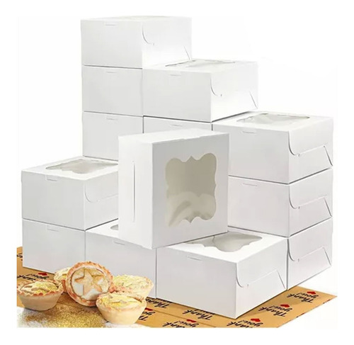 Mini Cajas Con Ventana Para Pasteles Donas S Pan 30 Pz Color Blanco