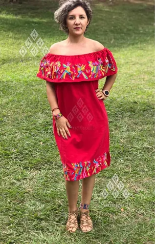 Lote De 12 Vestidos Mexicanos Bordado Típico Otomí De Manta