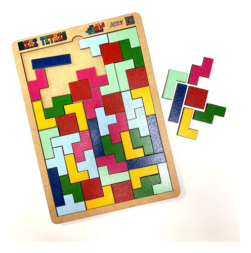 Mini Tetris Brinquedo Educativo Madeira Jogo Raciocínio