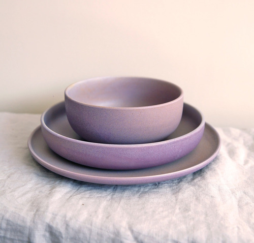 Zamibia Plato Vajilla Pasta Brio Cerámica Gres Color Lila