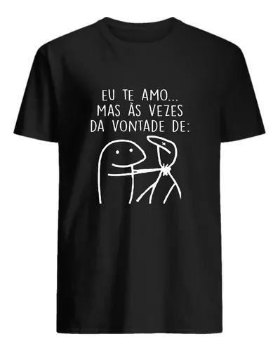 Camiseta Casal Kit Meme Palito Eu Te Amo Mas Da Vontade Plus