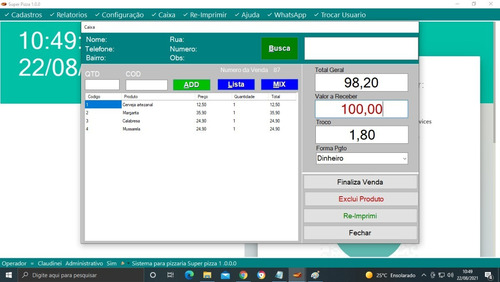Programa Para Pastelaria Delivery E Balcão Caixa Pdv