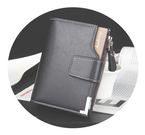 Cartera Calidad Premium Para Hombre Baron Piel Sintetico Color Azul Marino Diseño De La Tela Liso