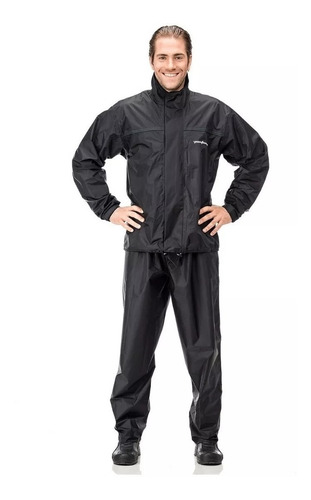 Imagem 1 de 8 de Capa De Chuva Motoqueiro Nylon Pantaneiro Com Gola + Nfe Exg