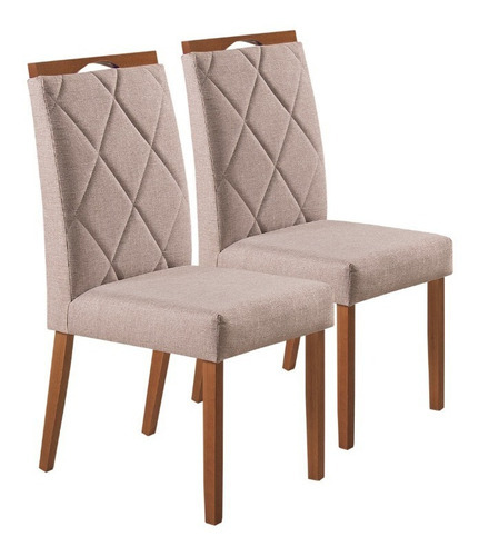 Cadeiras Estofadas Sala De Jantar Decorativa Alepo Cor Da Estrutura Da Cadeira Mel Cor Do Assento Linho Champanhe