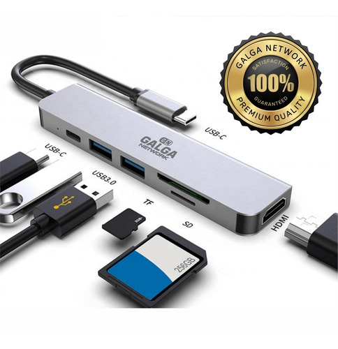 Imagen 1 de 10 de Hub Adaptador Tipoc (hdmi+2xusb 3.0+sd+microsd+tipoc Hembra)