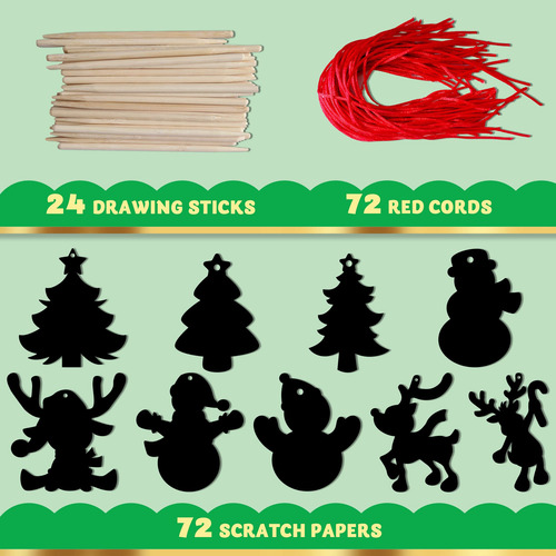Papel Artistico Para Rascar Arcoiris Diseño Navideño 72 Pz Multicolor Navideño