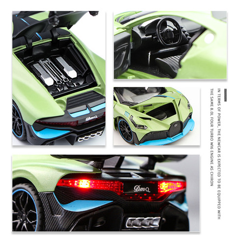 1:32 Bugatti Divo Simulación Aleación Mini Coche Verde