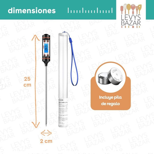 Imagen 4 de 9 de Termometro Digital Pincha Carnes Chocolate Cocina Con Pilas