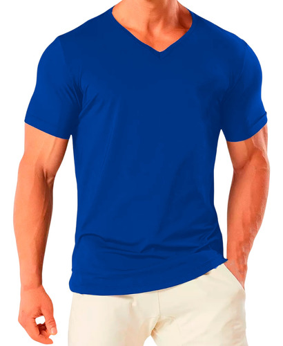 Camiseta Gola V Dry Fit Slim Fit Uv50 Transpirável Elastano