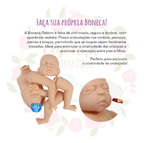 Kit 3 Boneco Bebe Reborn Menino Molde Olho Fechado 43cm