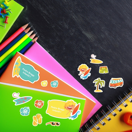 Imagem 3 de 4 de Etiquetas Escolares Personalizadas Surf 166un