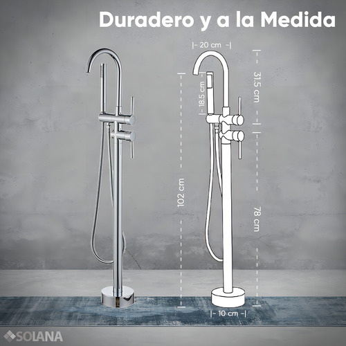 Solana Kit Tina De Baño Rectangular De Acrílico Slim 170x80x60 Cm + Grifo Independiente Monomando Cuello Cisne Silver / Kit Completo De Alto Brillo Blanco/silver Para Cuarto De Baño