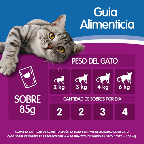 Imagen 6 de 7 de Whiskas Alimento Húmedo Gato Sardina Salsa Sobre X1un