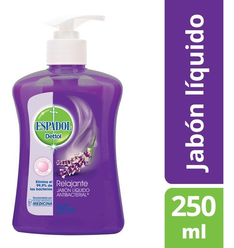 Imagen 2 de 2 de Jabón líquido Espadol Antibacterial Toque Saludable Relajante con dosificador 250 ml
