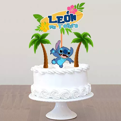 Cake Topper Pincho Adorno Torta Lilo Y Stitch Palmeras