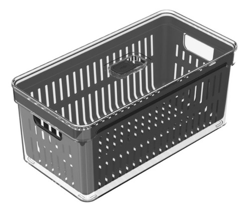Organizador De Geladeira Com Cesto Clear Fresh Ou - Preto
